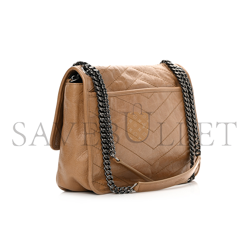 YSL NIKI MEDIUM CHAIN BAG IN CRINKLED VINTAGE LEATHER 6331581205076 (28*20*8.5cm)